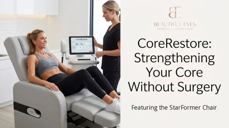 Woman seated in the Fotona StarFormer chair during CoreRestore treatment